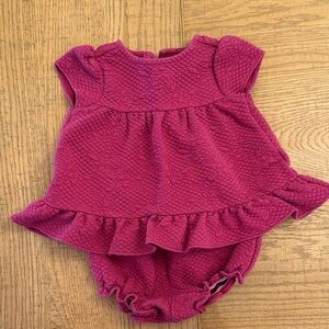 Janie and Jack Textured Raspberry Ruffle Diaper Cover